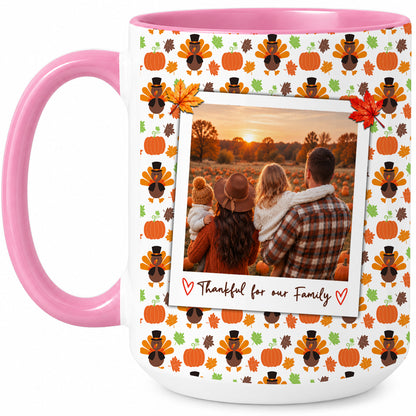 Personalized Thanksgiving Mug - Custom Photo & Message Accent Mug - Family Thanksgiving Gift