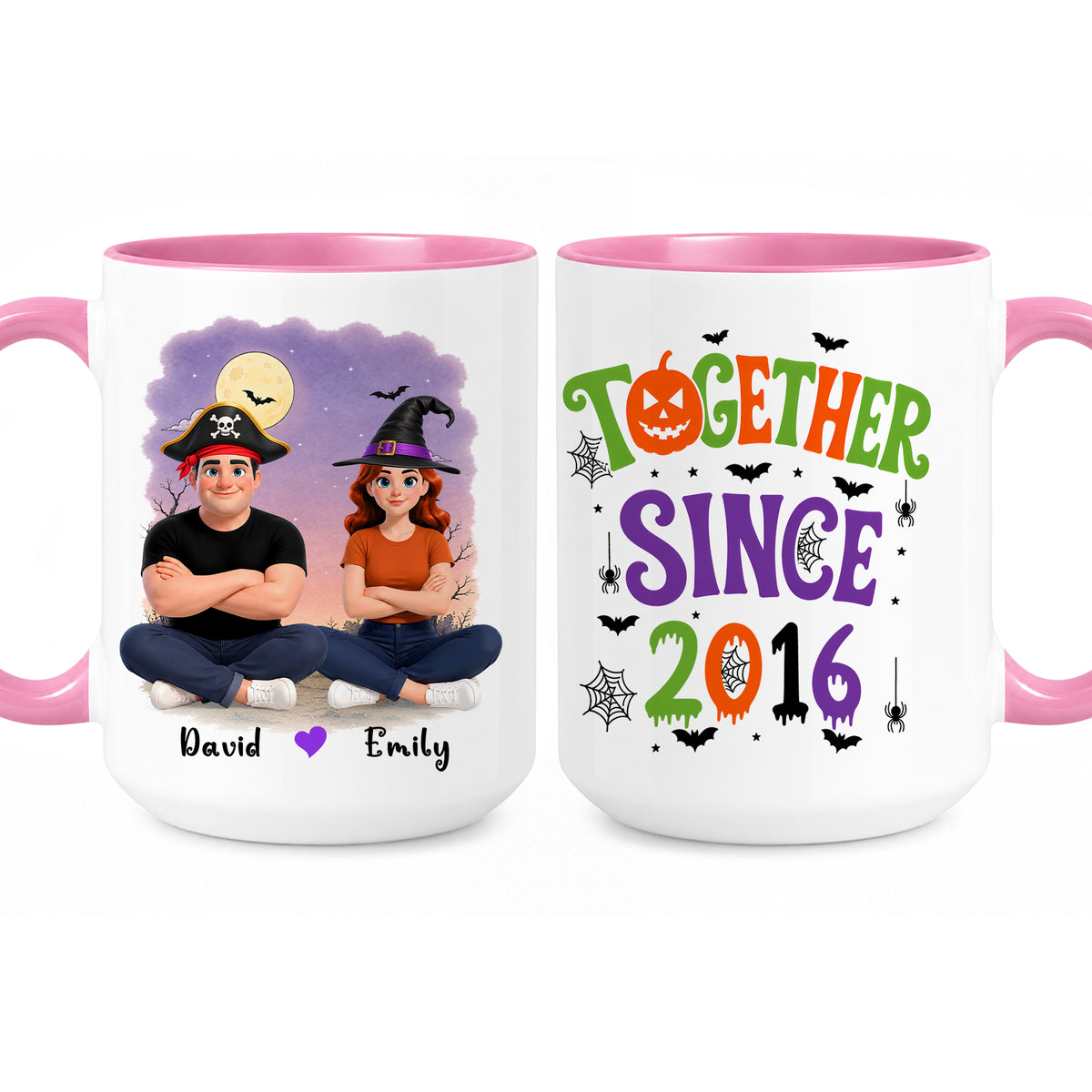 Personalized Halloween Couple Mug - Together Since Accent Mug - Halloween Gift for Couples
