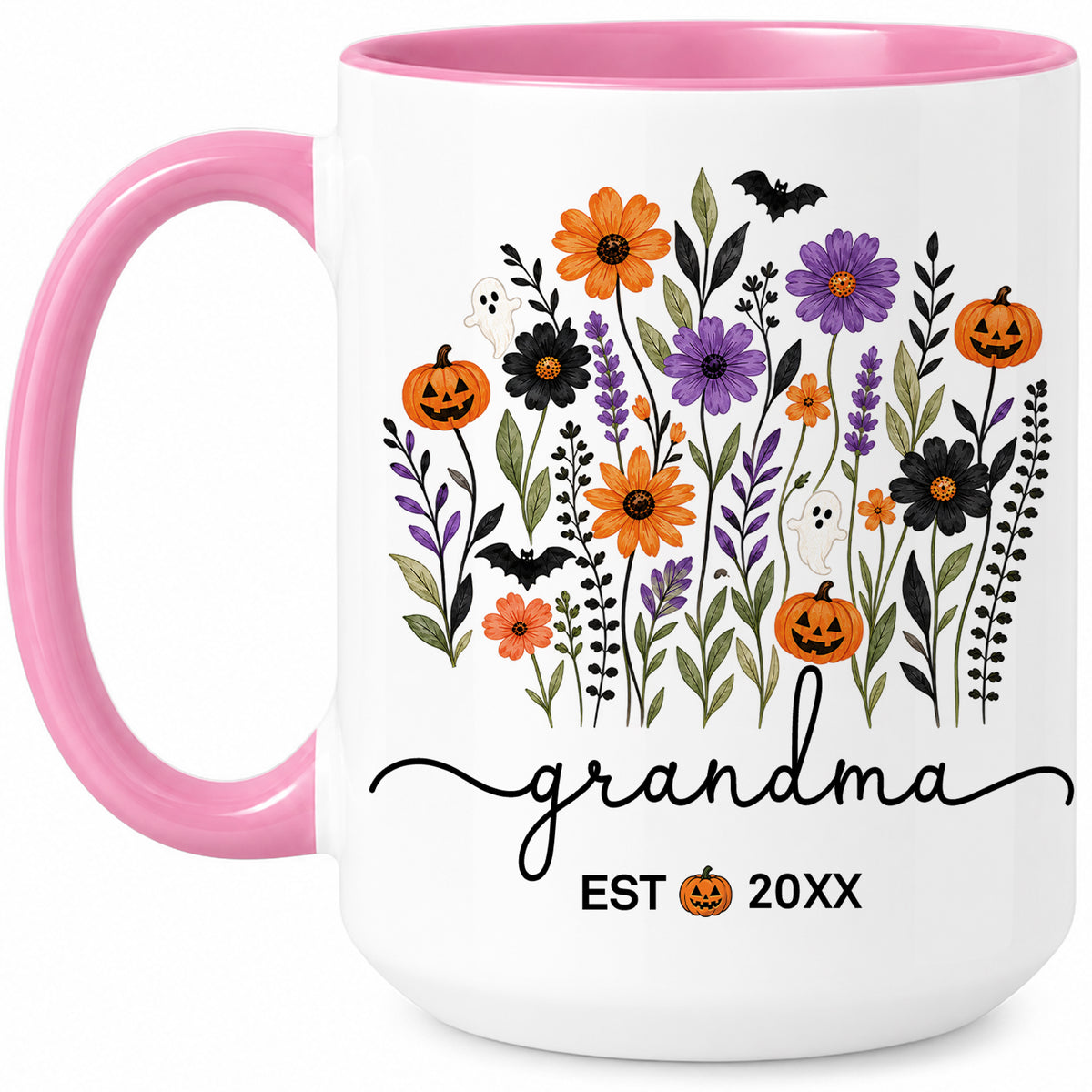 Personalized Halloween Grandparent Mug Set - Custom Grandma Grandpa Accent Mugs - New Grandparents Spooky Gift