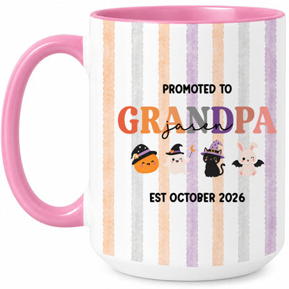 Personalized Halloween New Grandpa Grandma Mug Set - Custom Promoted to Grandparents Accent Mug