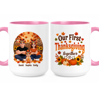 Personalized Thanksgiving Accent Mug – Our First Thanksgiving Together Mug - New Family Thanksgiving Gift