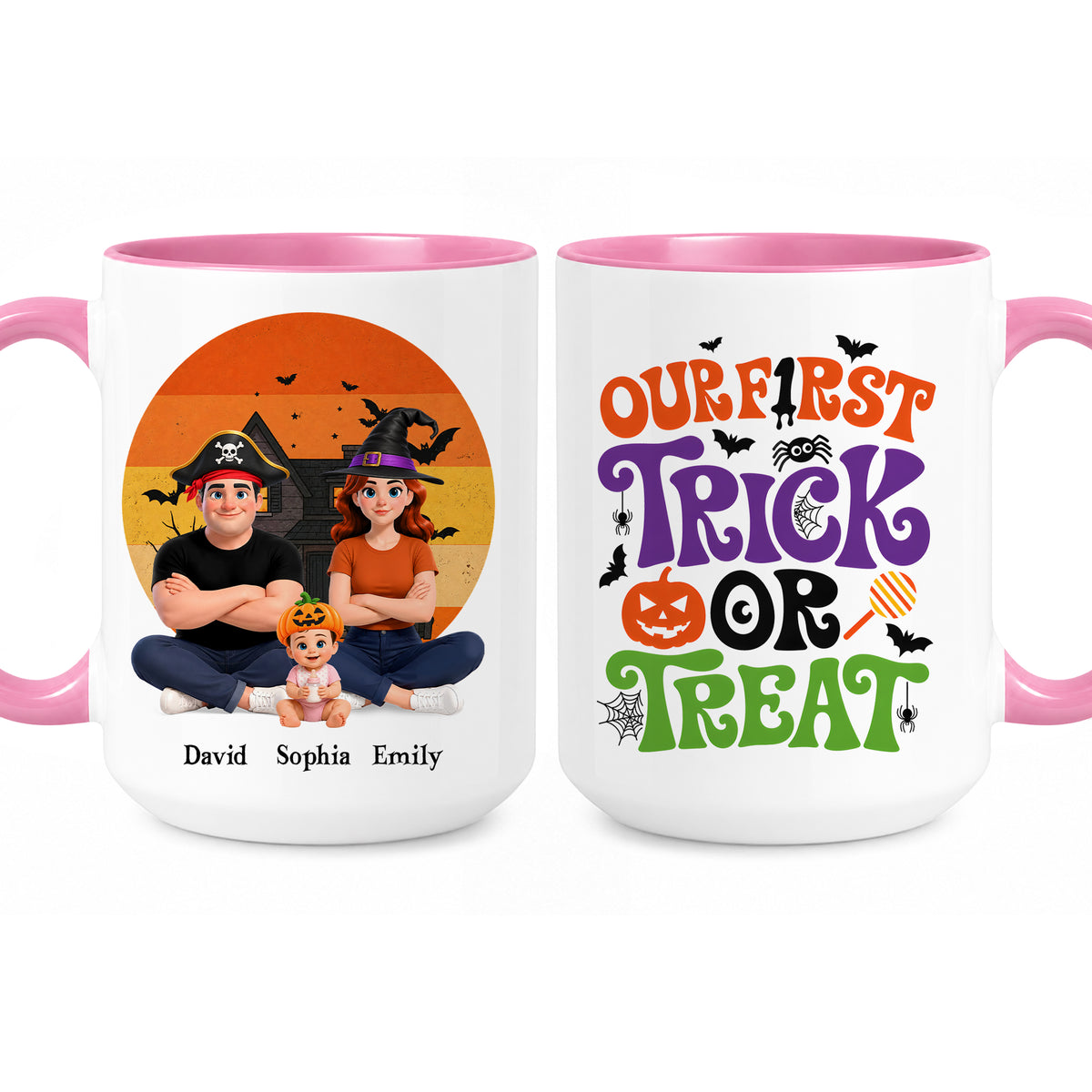Personalized Halloween Family Mug - Our First Trick or Treat Accent Mug - New Family Halloween Gift