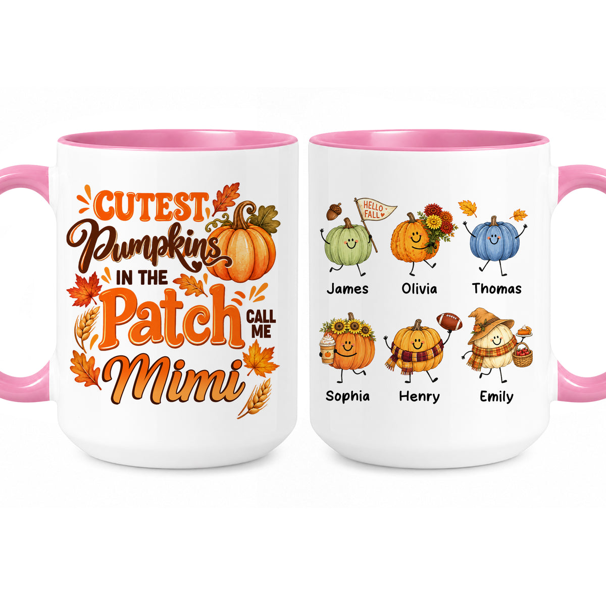 Personalized Thanksgiving Mug - The Cutest Pumpkins Call Me Mimi - Thanksgiving Gift for Mom, Grandma