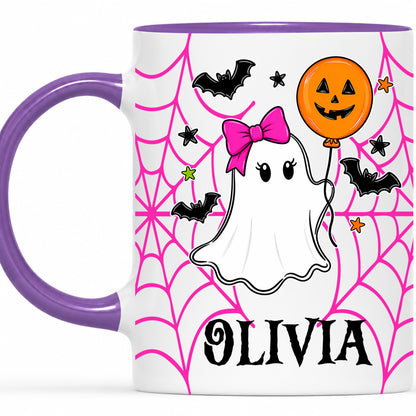 Personalized Halloween Family Mug Set - Custom Name Ghost Accent Mug - Matching Halloween Mugs for Family