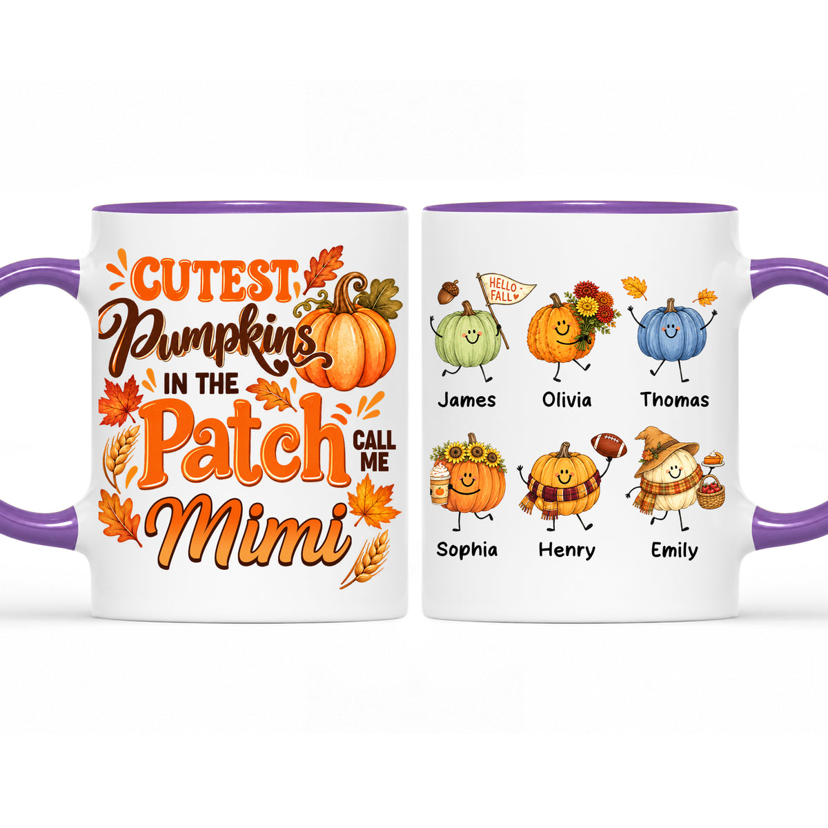 Personalized Thanksgiving Mug - The Cutest Pumpkins Call Me Mimi - Thanksgiving Gift for Mom, Grandma