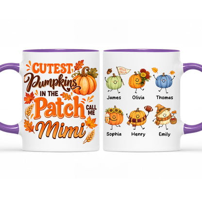 Personalized Thanksgiving Mug - The Cutest Pumpkins Call Me Mimi - Thanksgiving Gift for Mom, Grandma