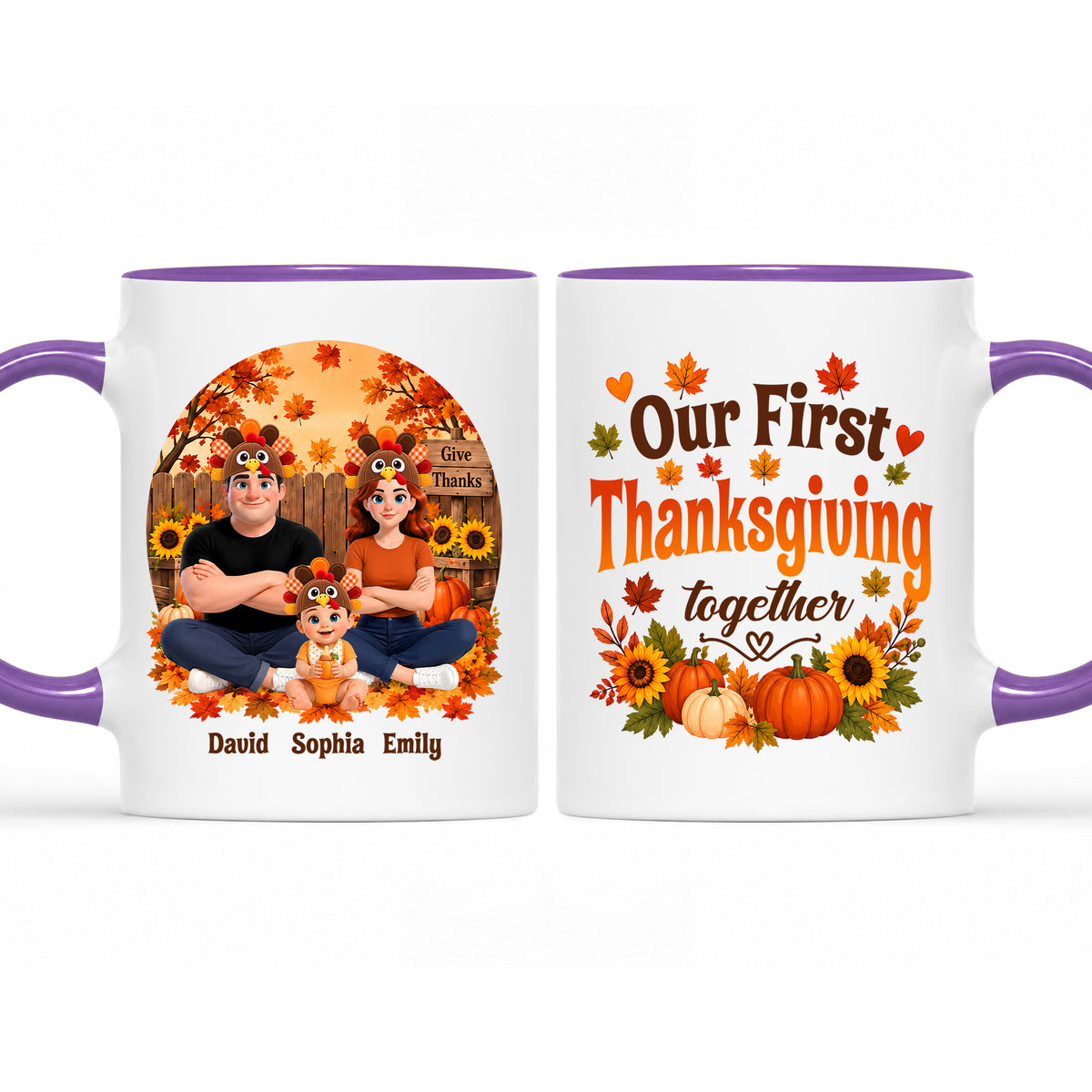 Personalized Thanksgiving Accent Mug – Our First Thanksgiving Together Mug - New Family Thanksgiving Gift