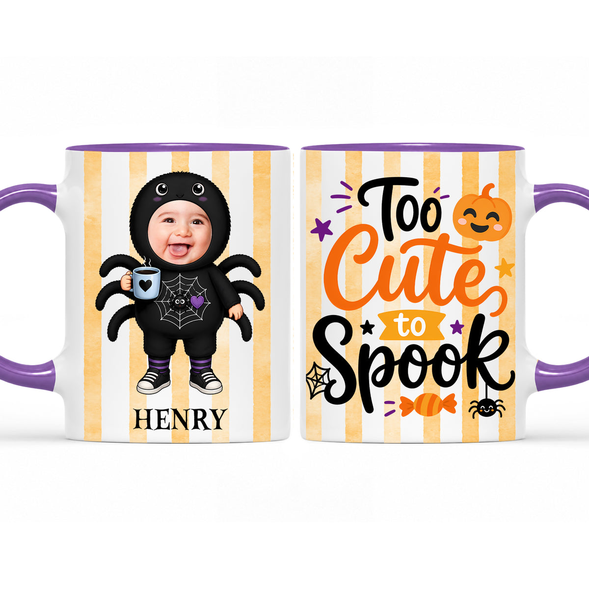 Personalized Halloween Baby Mug - Custom Photo Baby Kid Accent Mug - Cute Spooky Baby Gift