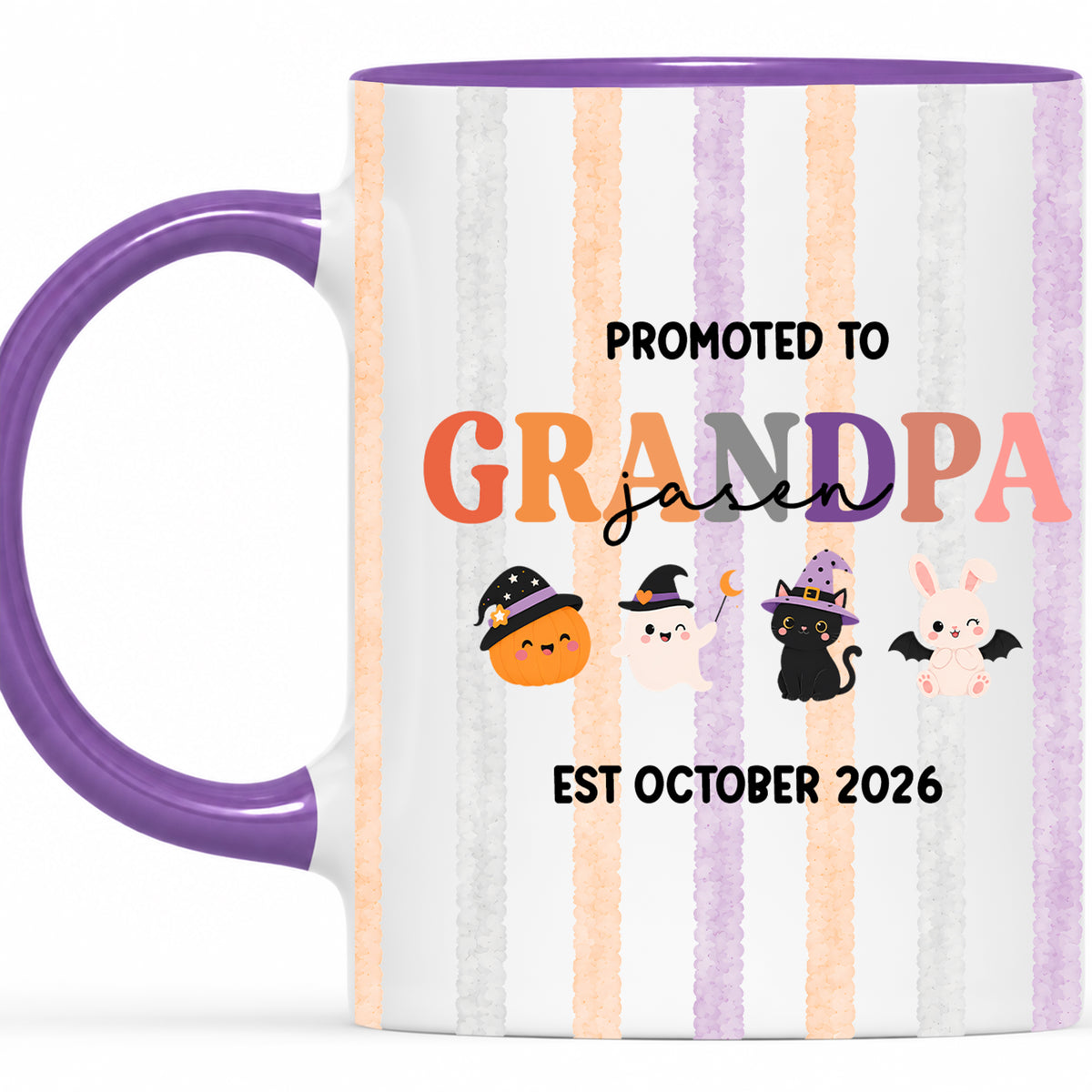 Personalized Halloween New Grandpa Grandma Mug Set - Custom Promoted to Grandparents Accent Mug