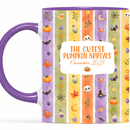 Personalized Halloween Mug - The Cutest Pumpkin Arrives - Baby Arriving Gift for Family