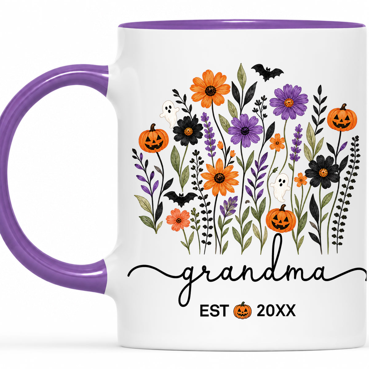 Personalized Halloween Grandparent Mug Set - Custom Grandma Grandpa Accent Mugs - New Grandparents Spooky Gift