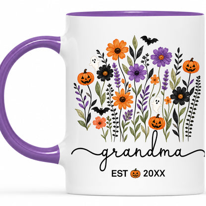 Personalized Halloween Grandparent Mug Set - Custom Grandma Grandpa Accent Mugs - New Grandparents Spooky Gift