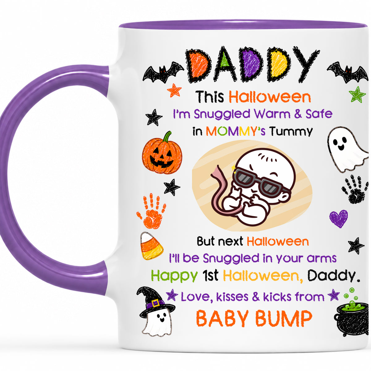 Personalized Baby's First Halloween Mug for New Dad, From Baby Bump - Halloween Gift for New Family