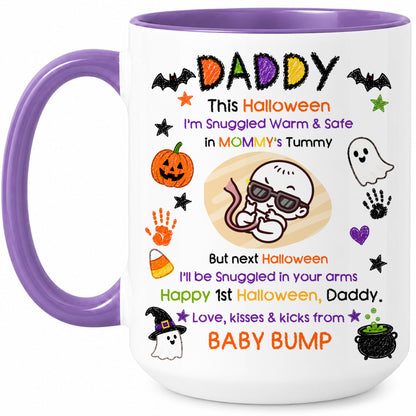 Personalized Baby's First Halloween Mug for New Dad, From Baby Bump - Halloween Gift for New Family