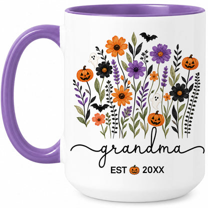 Personalized Halloween Grandparent Mug Set - Custom Grandma Grandpa Accent Mugs - New Grandparents Spooky Gift