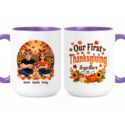 Personalized Thanksgiving Accent Mug – Our First Thanksgiving Together Mug - New Family Thanksgiving Gift