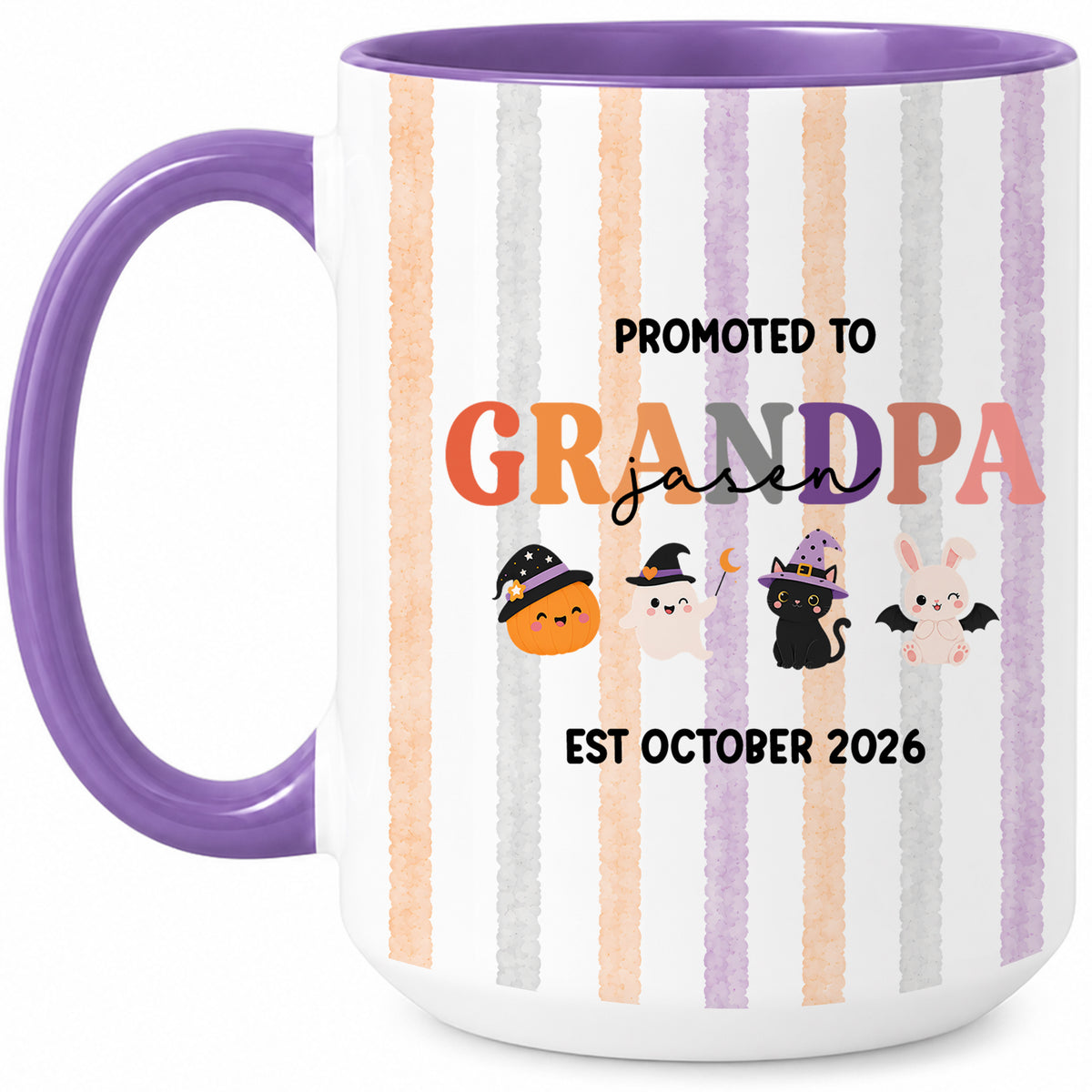 Personalized Halloween New Grandpa Grandma Mug Set - Custom Promoted to Grandparents Accent Mug