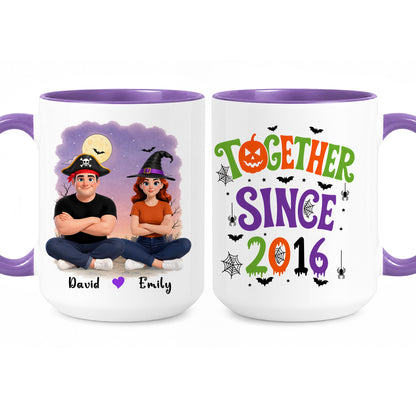 Personalized Halloween Couple Mug - Together Since Accent Mug - Halloween Gift for Couples