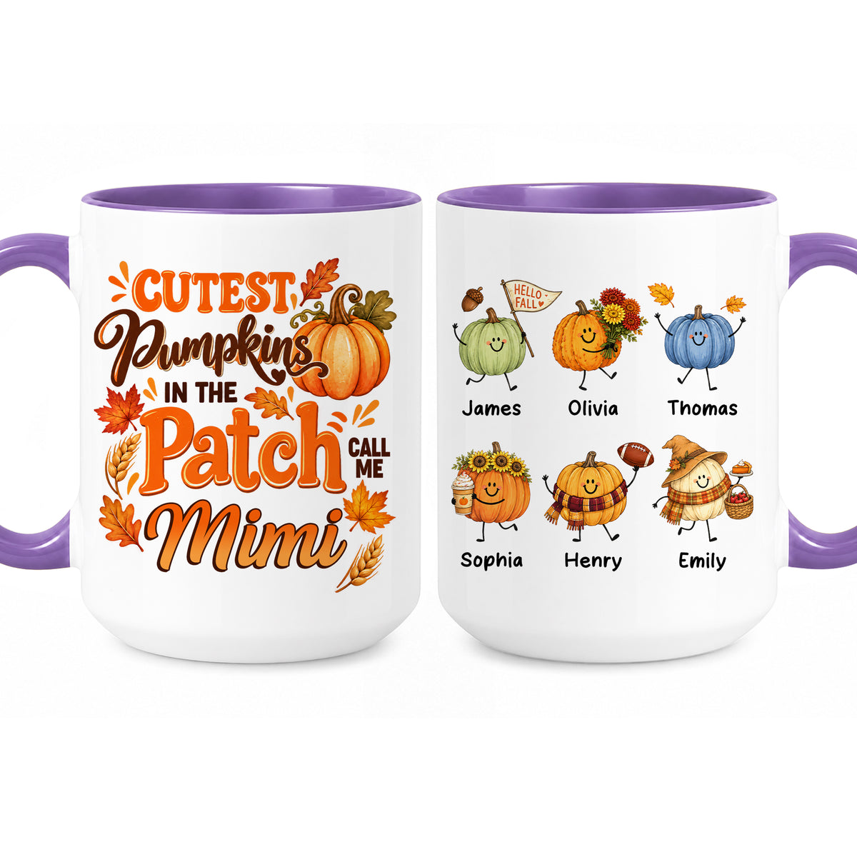 Personalized Thanksgiving Mug - The Cutest Pumpkins Call Me Mimi - Thanksgiving Gift for Mom, Grandma
