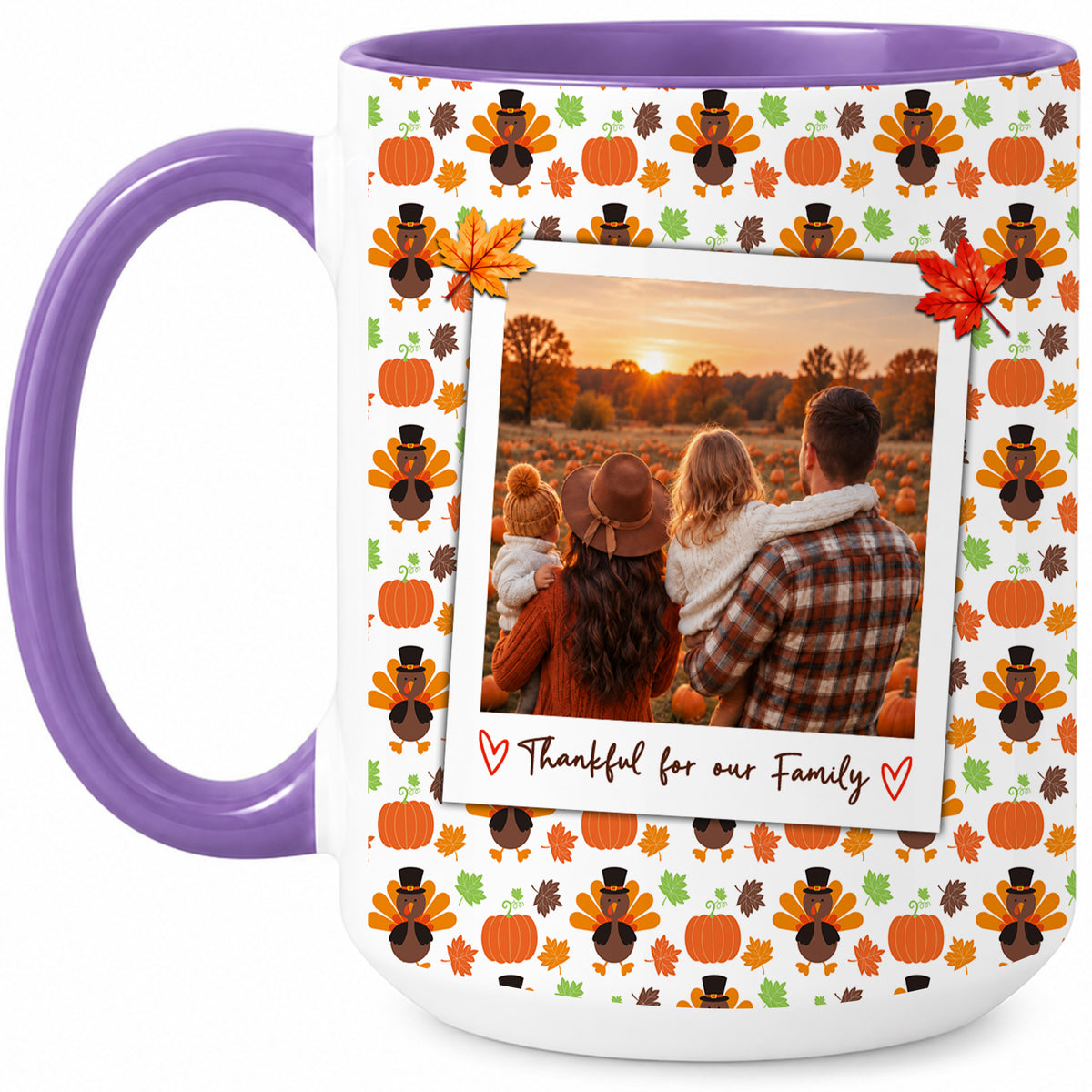 Personalized Thanksgiving Mug - Custom Photo & Message Accent Mug - Family Thanksgiving Gift