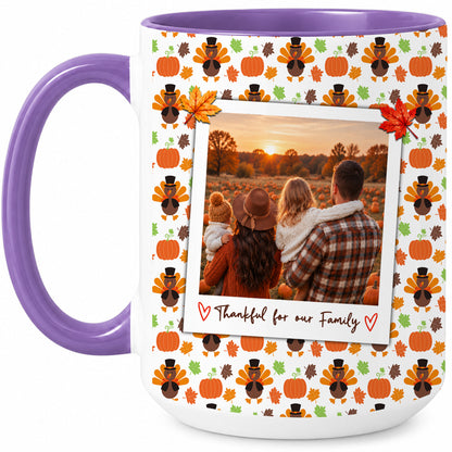Personalized Thanksgiving Mug - Custom Photo & Message Accent Mug - Family Thanksgiving Gift