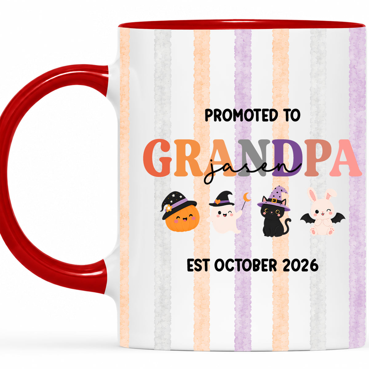 Personalized Halloween New Grandpa Grandma Mug Set - Custom Promoted to Grandparents Accent Mug
