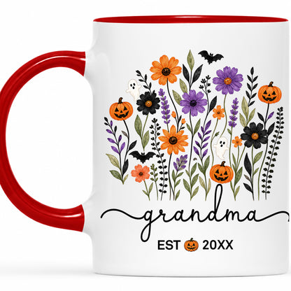 Personalized Halloween Grandparent Mug Set - Custom Grandma Grandpa Accent Mugs - New Grandparents Spooky Gift