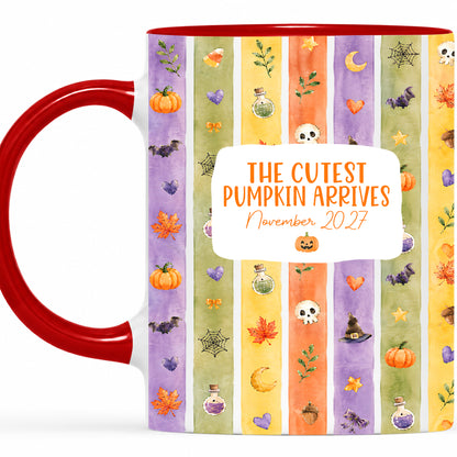 Personalized Halloween Mug - The Cutest Pumpkin Arrives - Baby Arriving Gift for Family