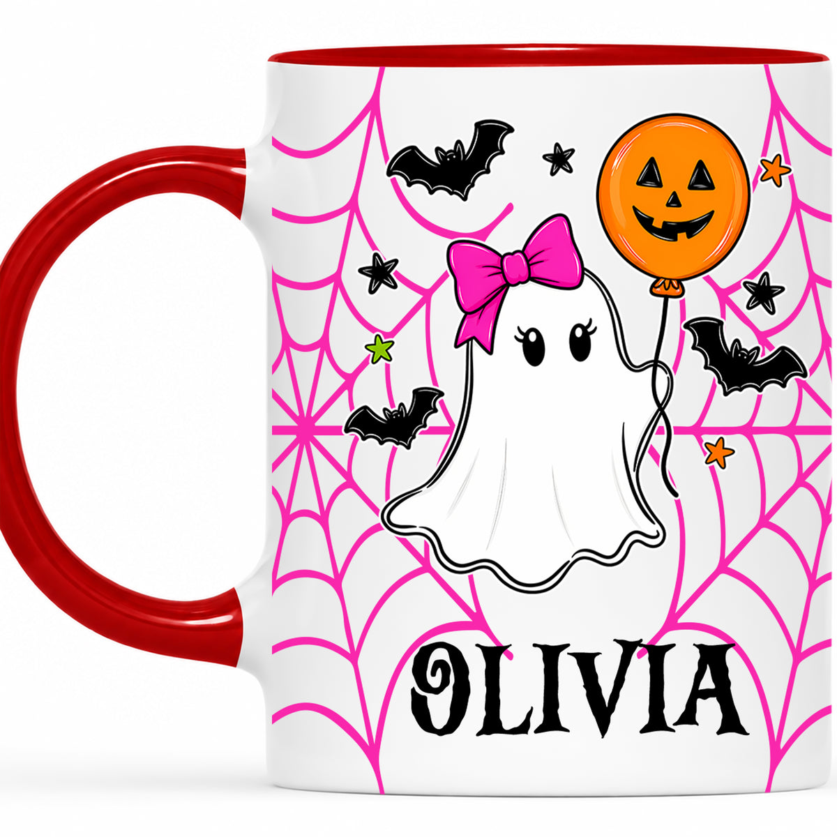 Personalized Halloween Family Mug Set - Custom Name Ghost Accent Mug - Matching Halloween Mugs for Family
