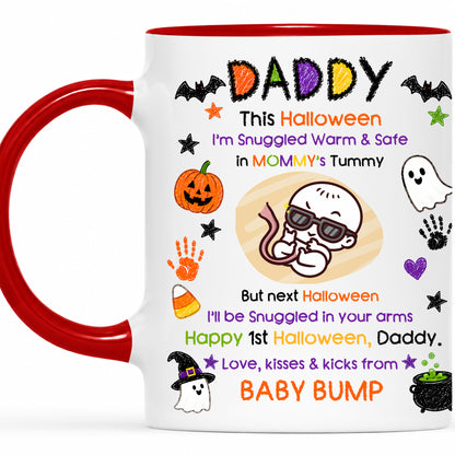 Personalized Baby's First Halloween Mug for New Dad, From Baby Bump - Halloween Gift for New Family