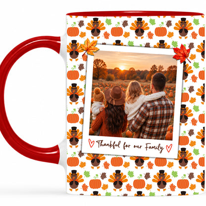 Personalized Thanksgiving Mug - Custom Photo & Message Accent Mug - Family Thanksgiving Gift
