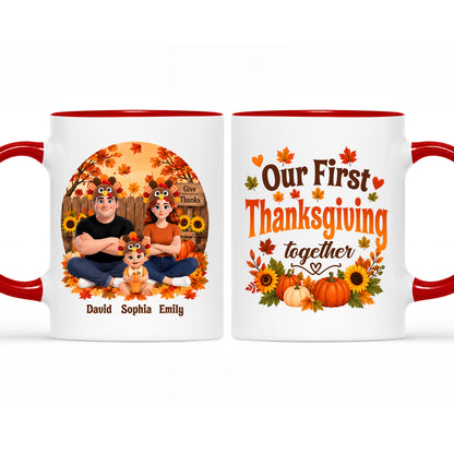 Personalized Thanksgiving Accent Mug – Our First Thanksgiving Together Mug - New Family Thanksgiving Gift