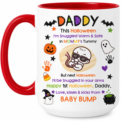 Personalized Baby's First Halloween Mug for New Dad, From Baby Bump - Halloween Gift for New Family
