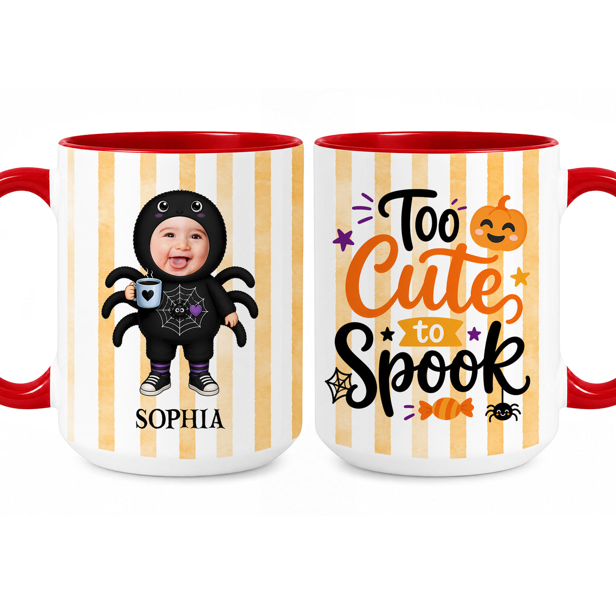Personalized Halloween Baby Mug - Custom Photo Baby Kid Accent Mug - Cute Spooky Baby Gift