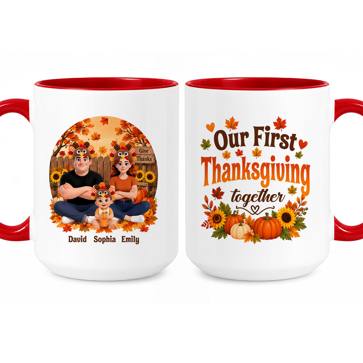 Personalized Thanksgiving Accent Mug – Our First Thanksgiving Together Mug - New Family Thanksgiving Gift