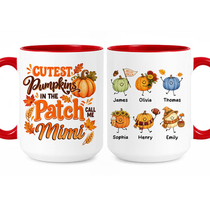Personalized Thanksgiving Mug - The Cutest Pumpkins Call Me Mimi - Thanksgiving Gift for Mom, Grandma