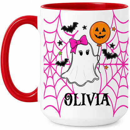 Personalized Halloween Family Mug Set - Custom Name Ghost Accent Mug - Matching Halloween Mugs for Family