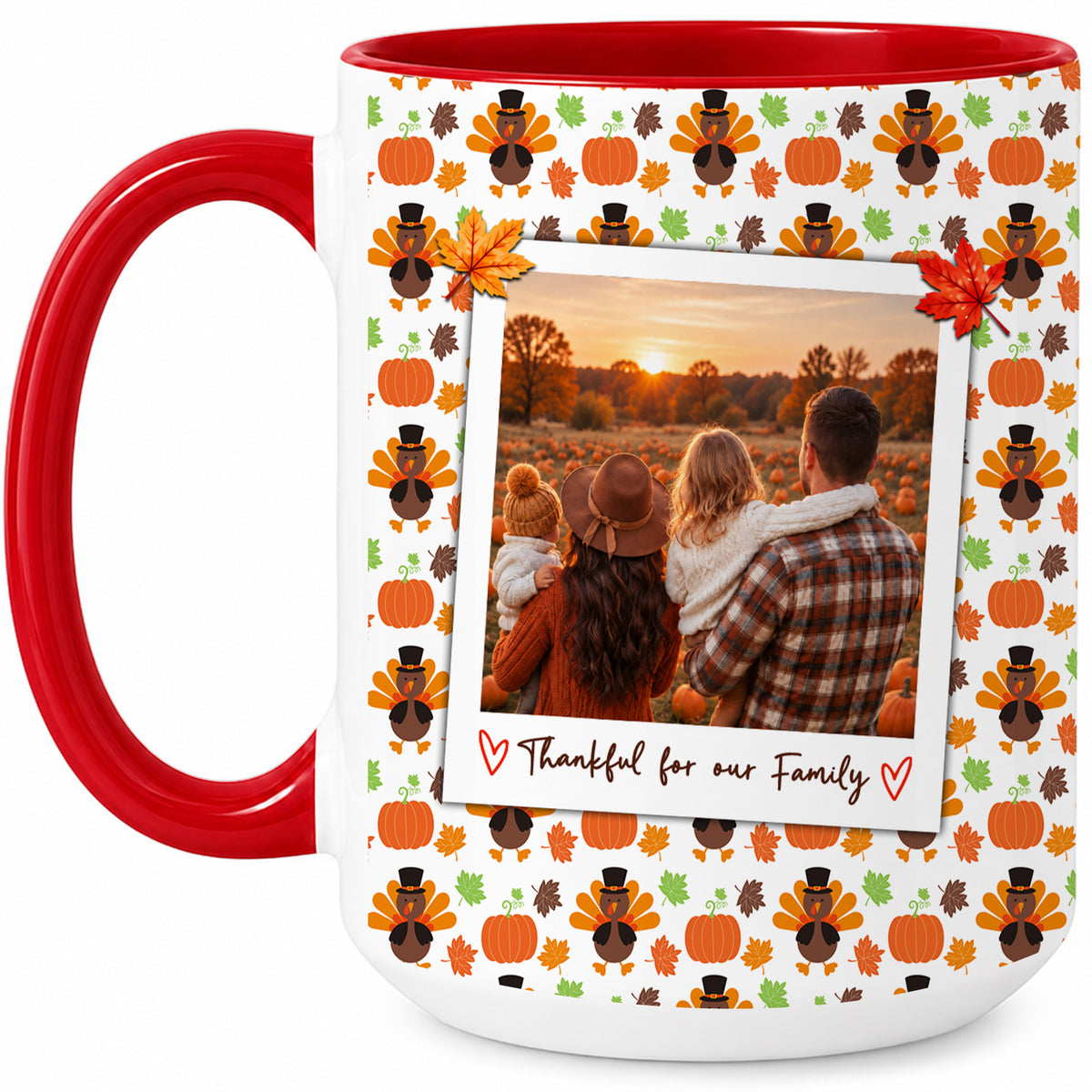 Personalized Thanksgiving Mug - Custom Photo & Message Accent Mug - Family Thanksgiving Gift