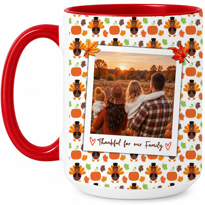 Personalized Thanksgiving Mug - Custom Photo & Message Accent Mug - Family Thanksgiving Gift