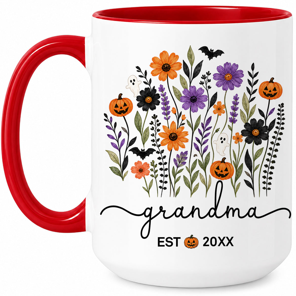 Personalized Halloween Grandparent Mug Set - Custom Grandma Grandpa Accent Mugs - New Grandparents Spooky Gift