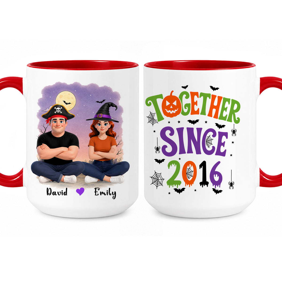 Personalized Halloween Couple Mug - Together Since Accent Mug - Halloween Gift for Couples