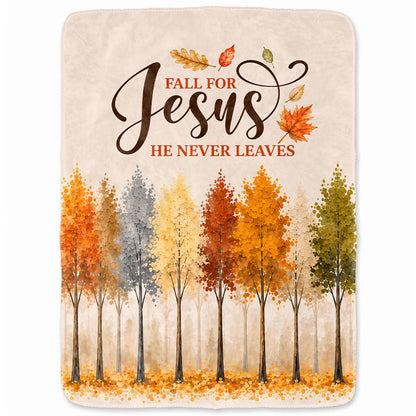 Thanksgiving Jesus Christian Fall Tree Blanket, Religious Fleece & Sherpa Throw, Faith Gift for Adults, Friends