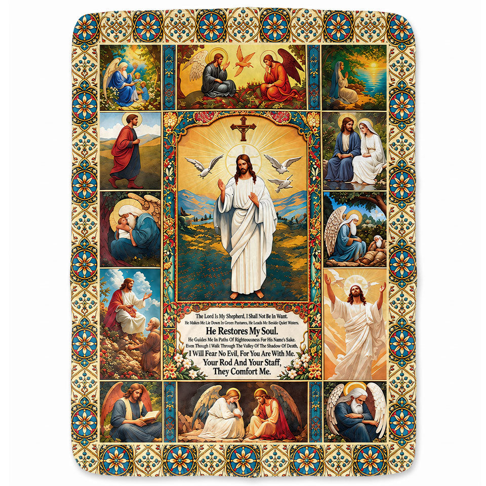 Thanksgiving Jesus Christian Fall Tree Blanket, Religious Fleece & Sherpa Throw, Faith Gift for Adults, Friends