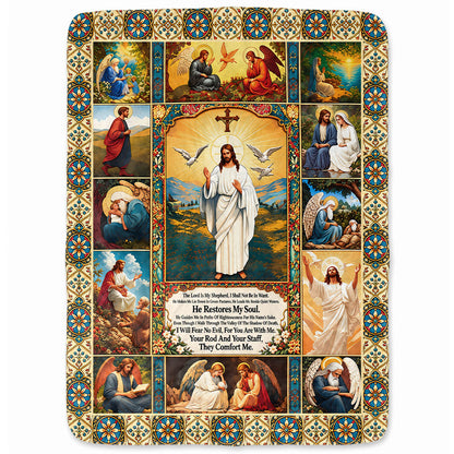 Thanksgiving Jesus Christian Fall Tree Blanket, Religious Fleece & Sherpa Throw, Faith Gift for Adults, Friends