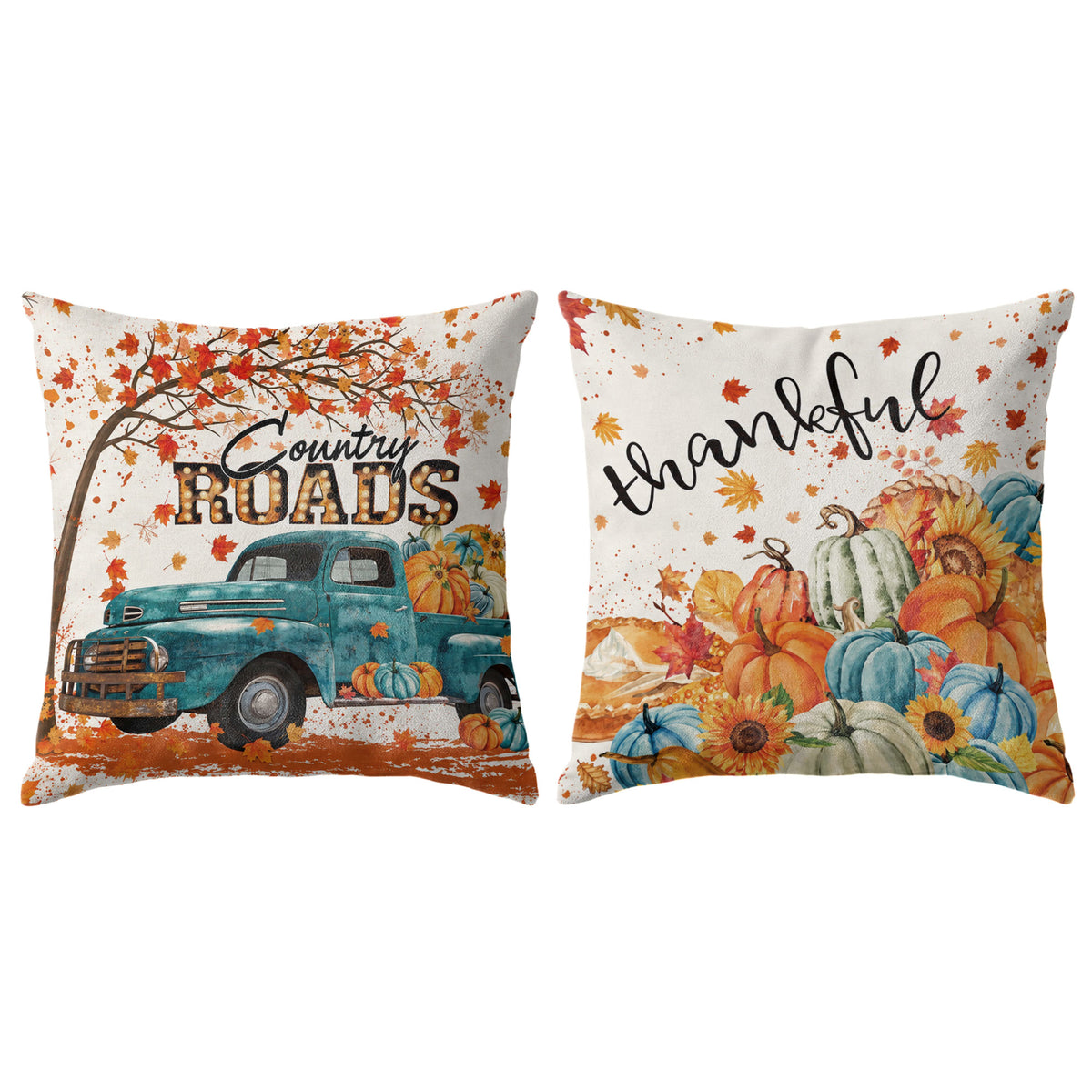 Thanksgiving Fall Decorative Pillow Set of 2 or 4, Harvest Throw Pillows for Home Decor, Gifts for Family