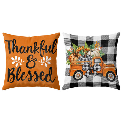 Thanksgiving Fall Decorative Pillow Set of 2 or 4, Harvest Throw Pillows for Home Decor, Gifts for Family