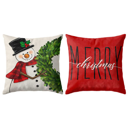 Christmas Decorative Pillow Set of 2 or 4, Santa Snowman Holiday Throw Pillow for Home Decor, Christmas Gift for Family