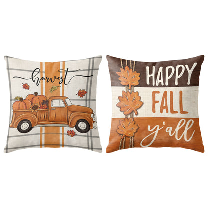 Thanksgiving Fall Decorative Pillow Set of 2 or 4, Harvest Throw Pillows for Home Decor, Gifts for Family