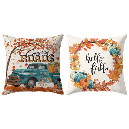 Thanksgiving Fall Decorative Pillow Set of 2 or 4, Harvest Throw Pillows for Home Decor, Gifts for Family