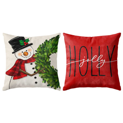Christmas Decorative Pillow Set of 2 or 4, Santa Snowman Holiday Throw Pillow for Home Decor, Christmas Gift for Family